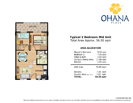 Ohana 2 Bedroom Layout