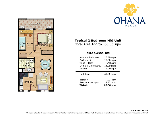 Ohana 2 Bedroom Layout
