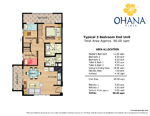OHANA 3 Bedroom Layout