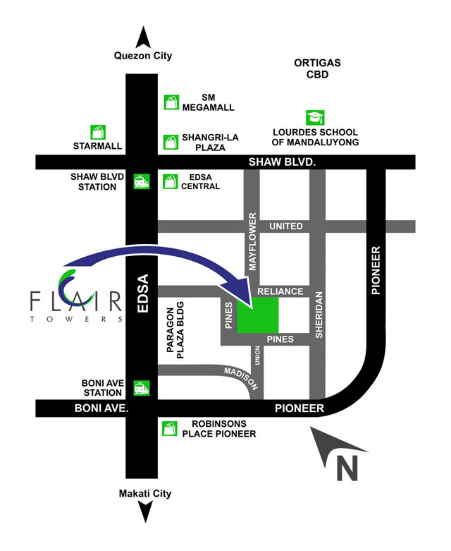 Flair Towers Location Map