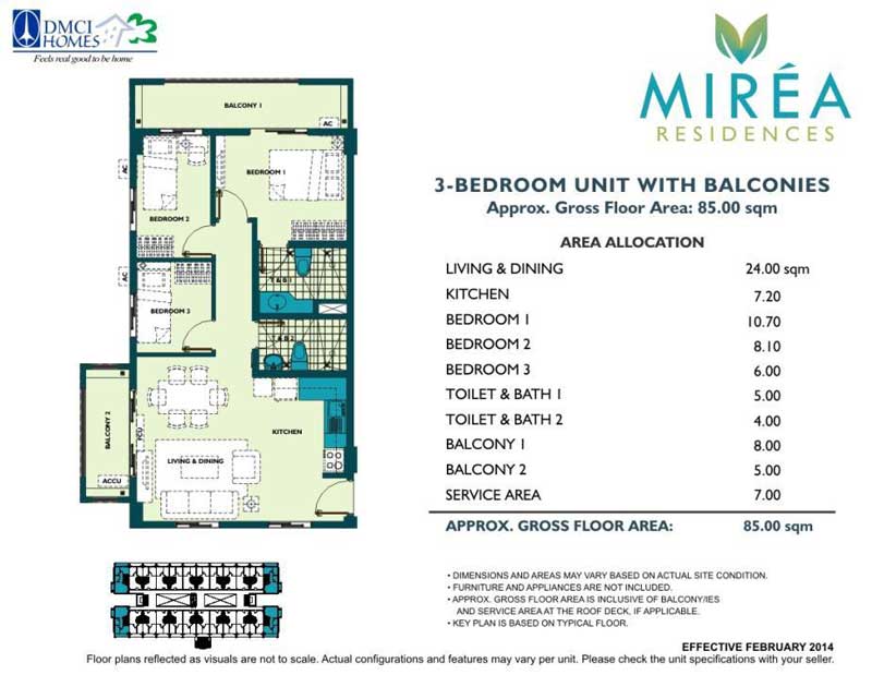 Mirea Residences 3 Bedroom 65 sqm