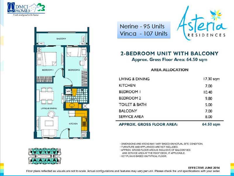 Asteria Residences 2 Bedroom Layout