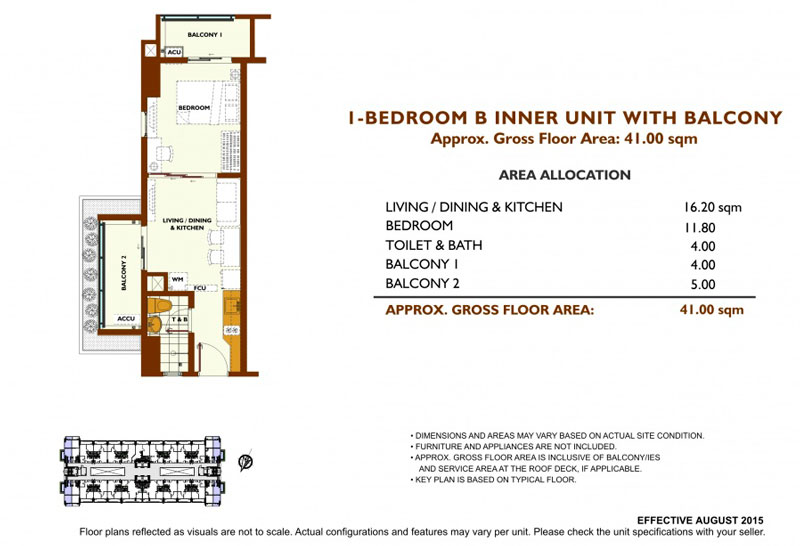 Fairway Terraces 1 Bedroom B Layout