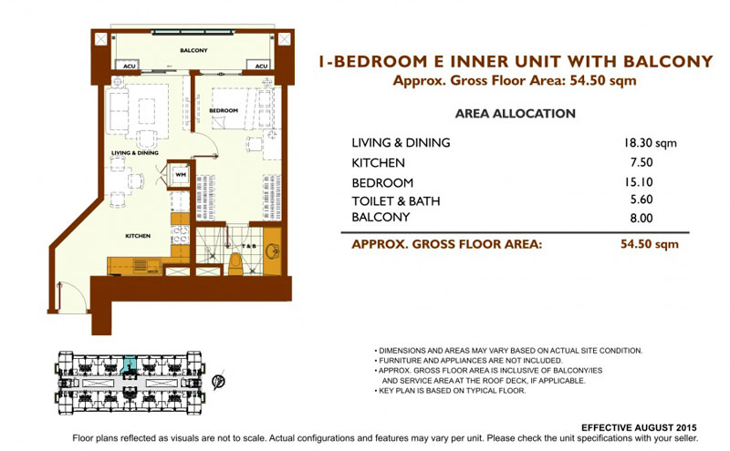 Fairway Terraces 1 Bedroom E Layout