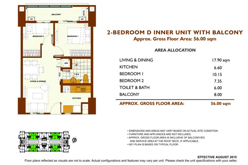Fairway Terraces 2 Bedroom D Layout