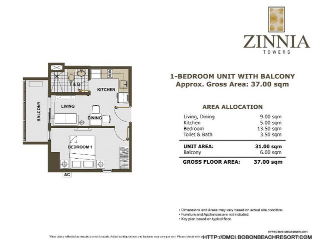 Zinnia Towers 1 Bedroom with Balcony Big