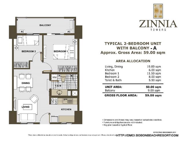 Zinnia Towers 2 Bedroom with Balcony A