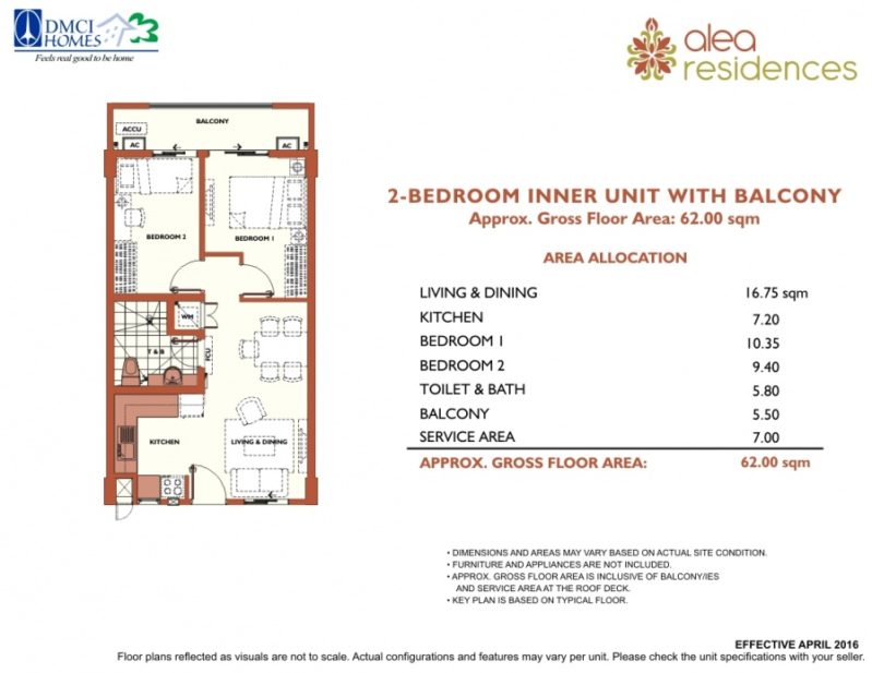 Alea Residences 2 Bedroom Layout